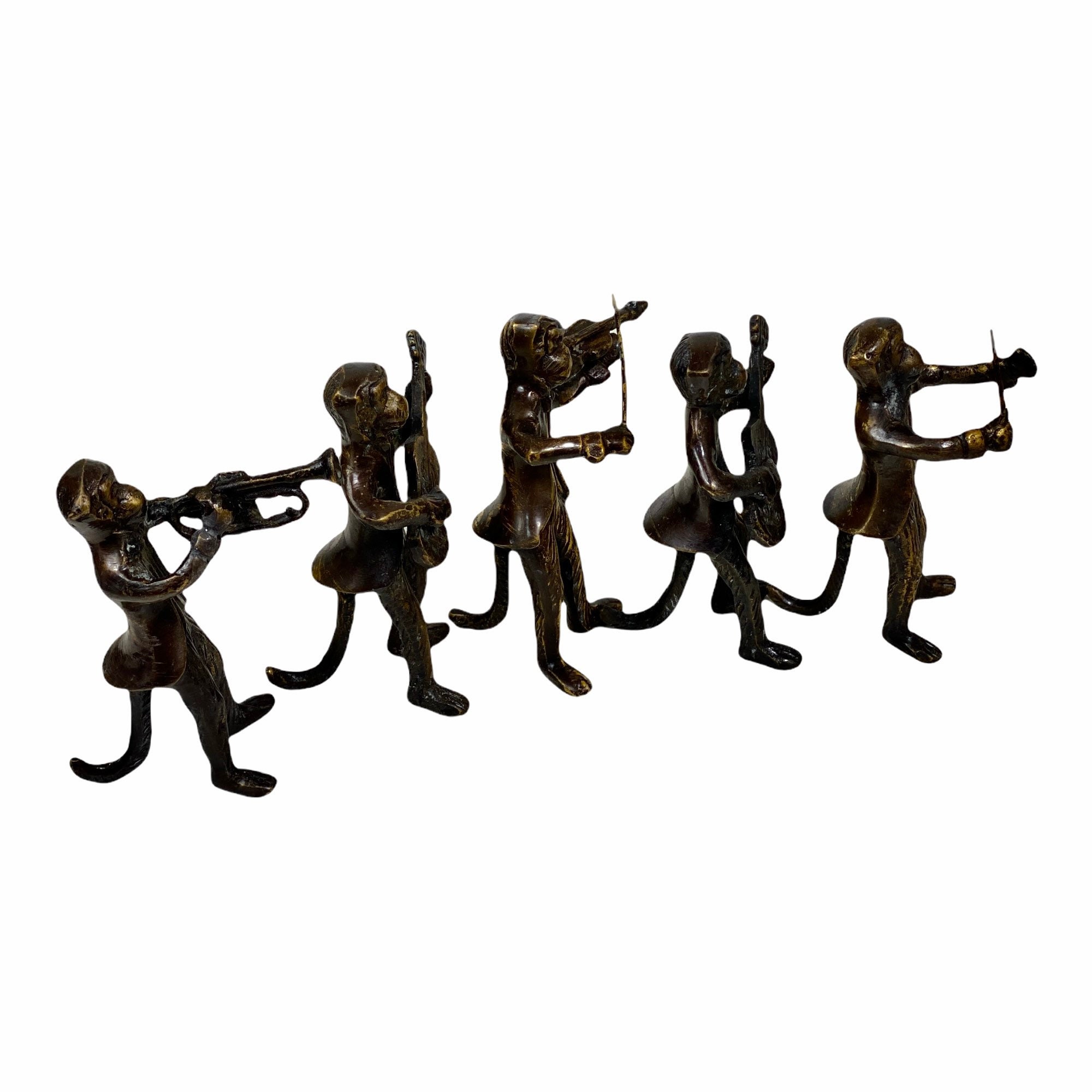 Vintage Bronze Monkey Band Figurines Gift for Musician Etsy