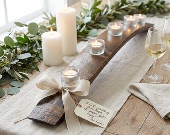 Wine Barrel Stave Candle Holder Centerpiece Christmas Wine Decor Custom Votive Candleholder Handmade Wedding Gift Wine Lover Farmhouse Decor