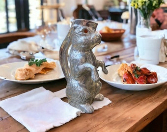 Vintage Rabbit Pitcher Aluminum Bunny Metal Art Animal Serveware Retro Kitchen Collectible Piece Midcentury Container Vessel Decorative