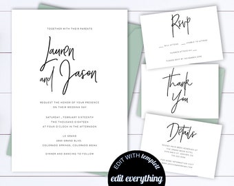 simple wedding invitation etsy