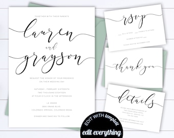 Simple Wedding Invitation Etsy