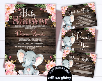 floral baby shower invitation template floral watercolor baby etsy