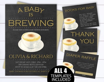 a baby is brewing invitation etsy