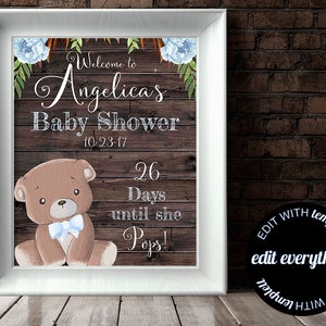 Bear Baby Shower Welcome Sign Baby Welcome Sign Teddy Bear Baby Shower Decor Welcome Shower Sign Printable Welcome Sign Printable Sign