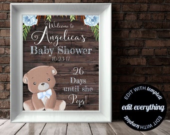 Bear Baby Shower Welcome Sign Baby Welcome Sign Teddy Bear Baby Shower Decor Welcome Shower Sign Printable Welcome Sign Printable Sign