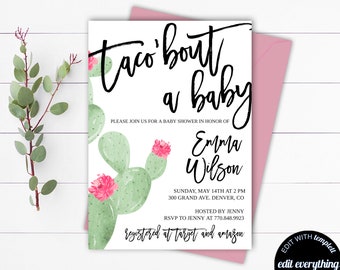 Editable Fiesta Baby Shower Invitation Template Floral Taco Bout a Baby Shower Invitation Template Taco Bout a Baby Fiesta Invitation