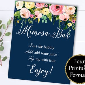 Bridal Shower Mimosa Bar Sign - Mimosa Sign Bridal Shower Decor - Mimosa Bar Printable - Floral Mimosa Bar Sign - Printable Mimosa Bar sign