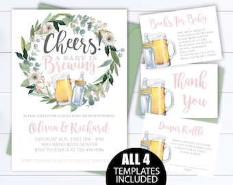 Cheers A Baby is Brewing Baby Shower Invitation Template Beer Baby Shower Invite A Baby Is Brewing Baby Shower Invite Coed Baby Shower