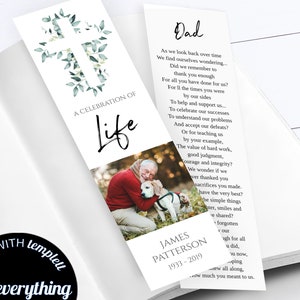 Eucalyptus Funeral Bookmark Template Printable Funeral Bookmark Printable Memorial Bookmark Printable Bookmark Editable Bookmark Template