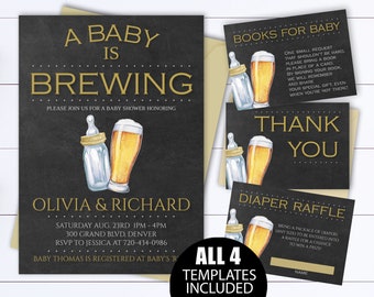 A Baby is Brewing Baby Shower Invitation Template Beer Baby Shower Invite A Baby Is Brewing Baby Shower Invite Coed Baby Shower Invitation