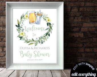Gender Neutral Baby is Brewing Baby Shower Welcome Sign Editable Baby is Brewing Welcome Sign Printable Baby is Brewing Welcome Baby Shower