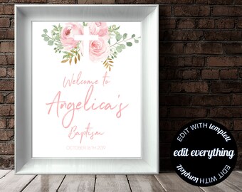 Baptism Welcome Sign Baptism Celebration Christening Welcome Sign Custom Baptism Sign Printable Baptism Sign Baptism Party Welcome Sign