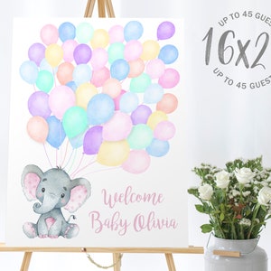 Baby Girl Elephant Baby Shower Balloon Guestbook Sign in Balloon Guestbook Alternative Balloon Baby Shower Signature Guestbook Sign