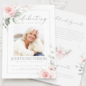 Bearbeitbare Feier des Lebens Einladung Vorlage Floral Funeral Einladung Celebrating the Life of Funeral Invite Trauerfeier FT10