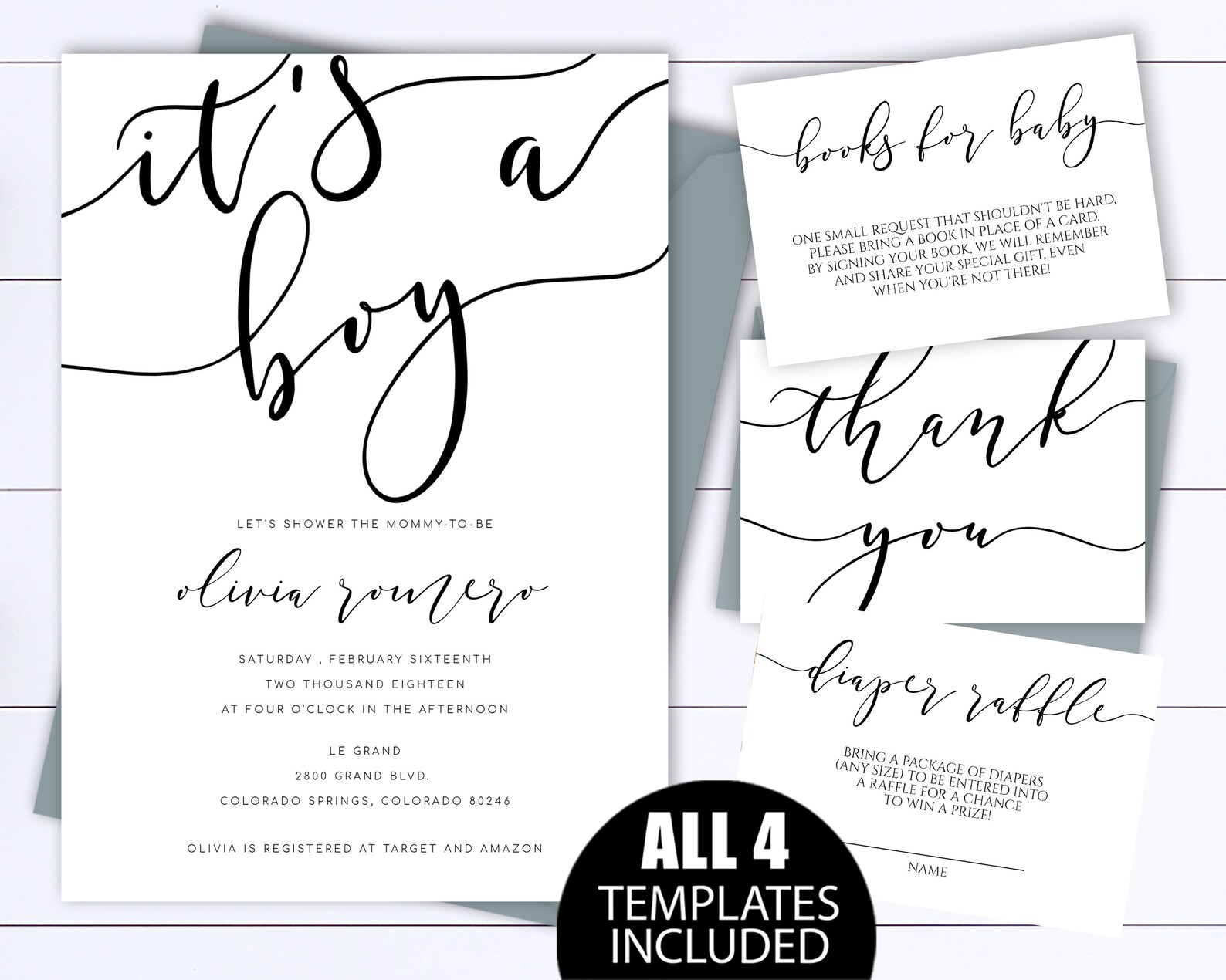 It's a Boy Simple Baby Shower Invitation Template Modern Etsy