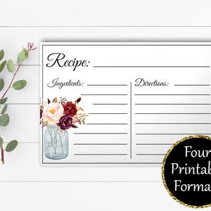 Bridal Shower Recipe Cards Printable Bridal Recipe Card Printable ...
