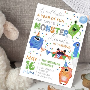 Editable Monster Birthday Party Invitation Template Monster Party Instant Download Little Monster First Birthday Monster 1st Birthday Invite