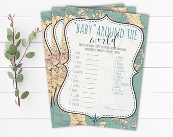 Adventure Awaits Baby Around The World Baby Shower Games Baby Baby In Languages Around World Baby Shower Games Travel Baby Shower Games