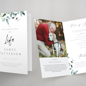 Eucalyptus Funeral Program Template Greenery Funeral Program Template Editable Funeral Program Celebration of Life Funeral Program Template