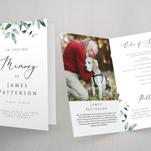 Eucalyptus Funeral Program Template Greenery Funeral Program Template Editable Funeral Program In Loving Memory Funeral Program Template
