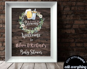 Baby is Brewing Welcome Sign Baby Shower Welcome Sign Rustic Baby Shower Decor Welcome Shower Sign Printable Welcome Sign Printable Sign