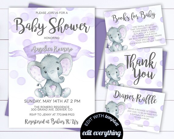 Purple And Grey Baby Shower Invitations 5
