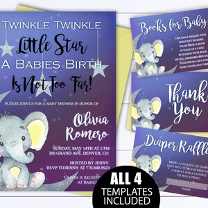 Elephant Twinkle Twinkle Baby Shower Invite Twinkle Twinkle Little Star Baby Shower Invitation Twinkle Gender Neutral Baby Shower Invitation