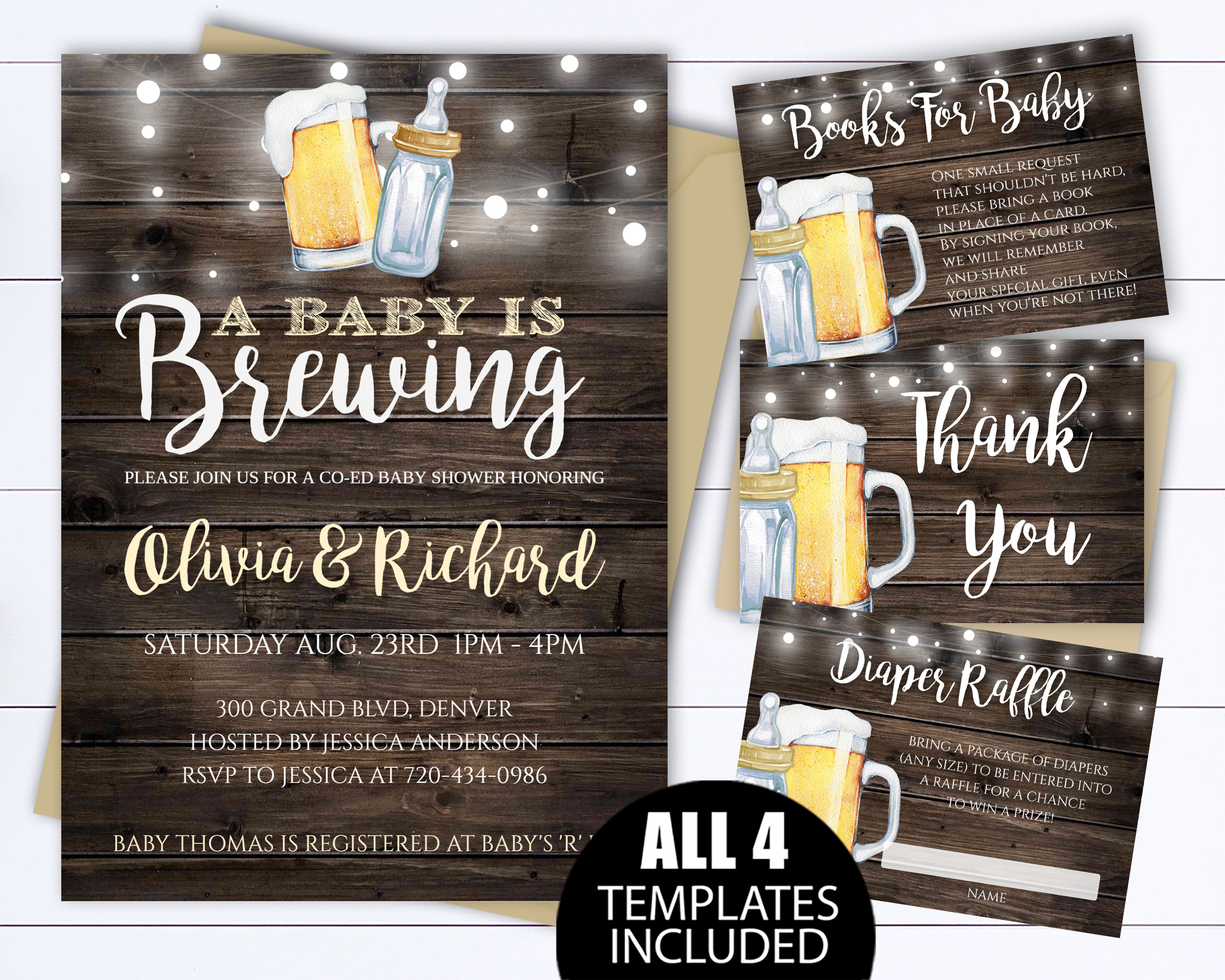 A Baby is Brewing Baby Shower Invitation Template Beer Baby Etsy