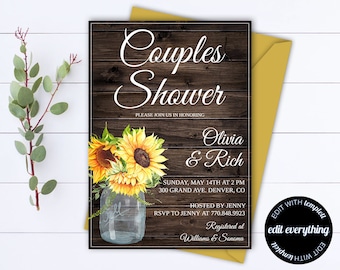 Rustic Couples Shower Invitation Template - Couples Shower Invite - Instant Download Couples Shower Invitation - Rustic Wedding Shower