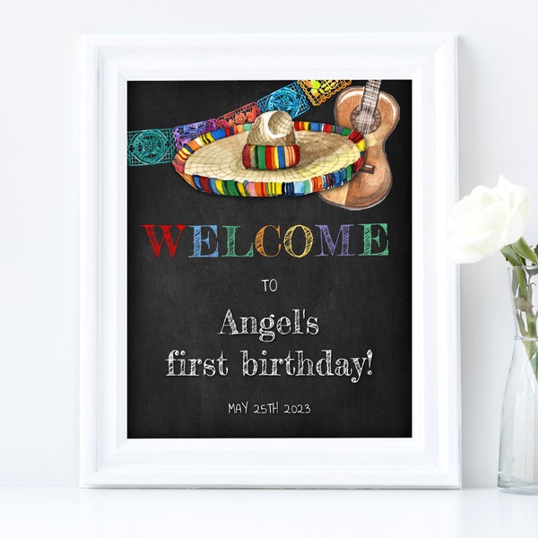 Editable Birthday Mexican Fiesta Party Welcome Sign Mexican Birthday Party Welcome Sign Printable Fiesta Birthday Party Welcome Sign