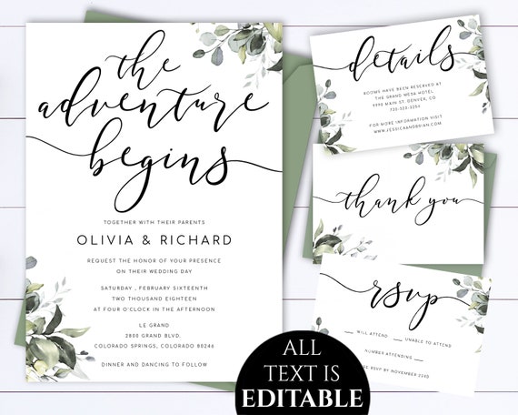 The Adventure Begins Wedding Invitation Template the Adventure