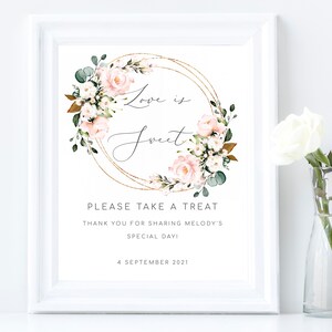 Blush Love is Sweet Sign Love is Sweet Wedding Sign Please Take a Treat Sign Printable Wedding Signage Love Is Sweet Dessert Table Sign