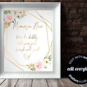 Pink Bridal Shower Mimosa Bar Sign Mimosa Sign Bridal Shower Decor Mimosa Bar Printable Floral Mimosa Bar Sign Printable Mimosa Bar sign
