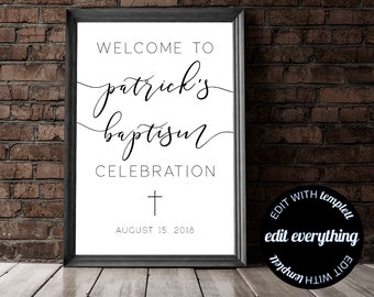 Baptism Welcome Sign Baptism Celebration Christening Welcome Sign Custom Baptism Sign Printable Baptism Sign Baptism Party Welcome Sign