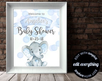 Elephant Baby Shower Welcome Sign Baby Welcome Sign Elephant Baby Shower Decor Welcome Shower Sign Printable Welcome Sign Printable Sign