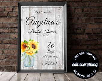 Floral Bridal Shower welcome Sign - Bridal Shower Welcome Sign - Floral Bridal Shower Decor - Bridal Welcome Sign - Printable Welcome Sign
