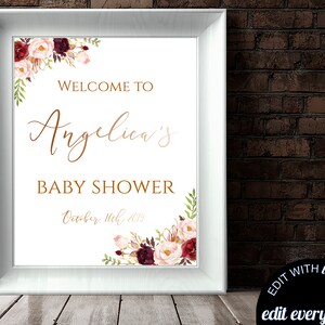 Roze Bloemen Bruidsdouche Welkomstbord Bruidswelkomstbord Roze Bruidsdouche Decor Welkomstdouchebord Afdrukbaar Welkomstbord Afdrukbaar
