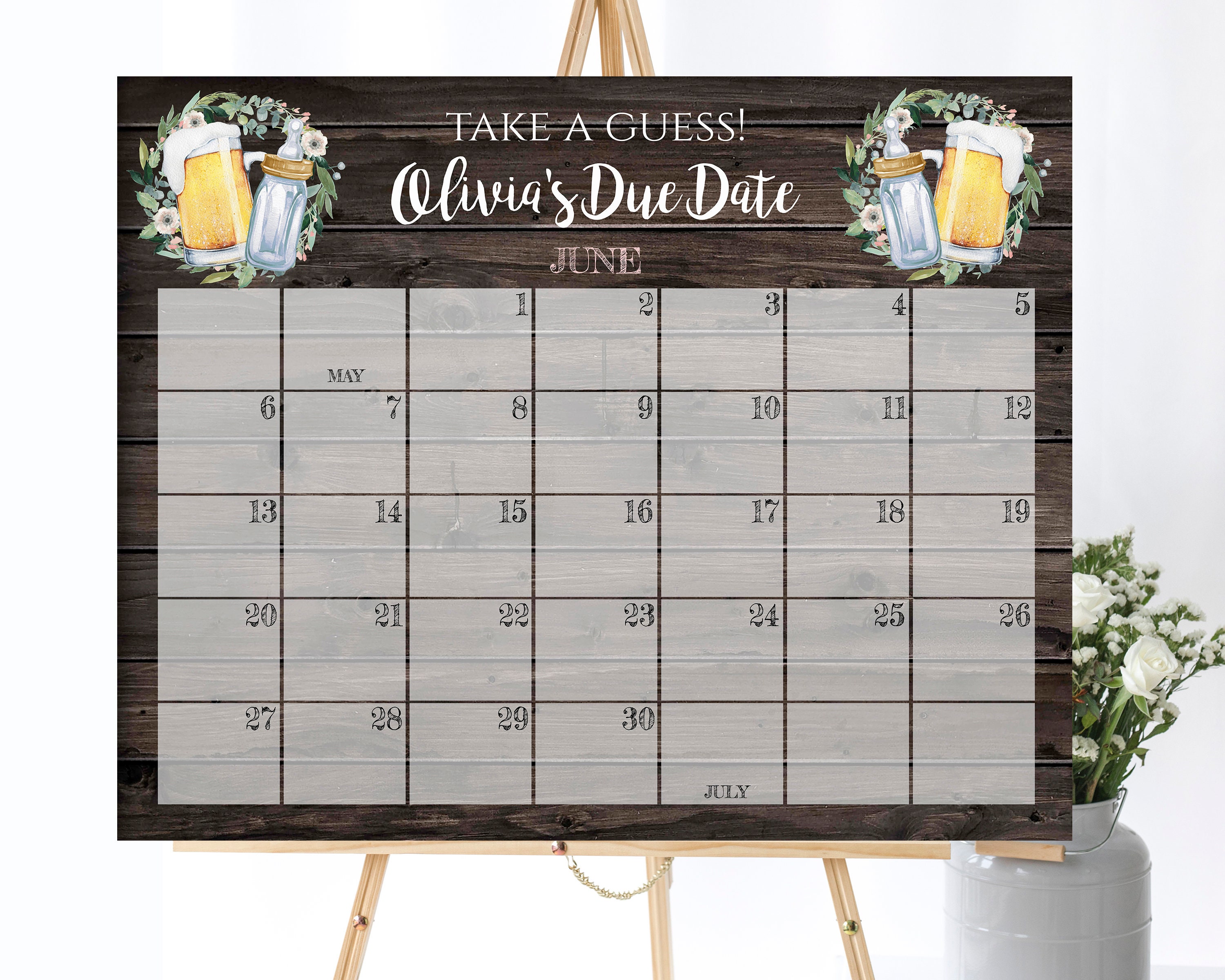 Greenery Due Date Poster Template Editable Guess the Due Date Baby Shower  Game Baby Shower Calendar Birthday Prediction Baby Shower Activity - Etsy