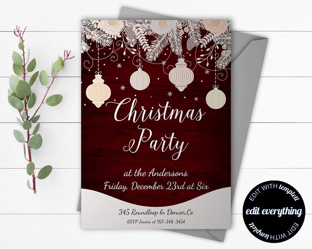 Vintage Christmas Party invitation template Holiday party | Etsy