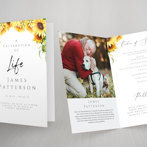 Sunflower Funeral Program Template Sunflower Funeral Program Template Editable Funeral Program Celebration of Life Funeral Program FT04