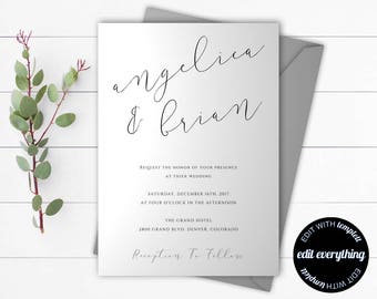 Wedding Invitation Template - Printable Wedding Template - Printable Wedding Invitations - Wedding Invite -Instant Download Wedding Template