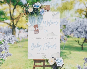 Editable Bear Baby Shower Welcome Sign Baby Welcome Sign Elephant Baby Shower Decor Welcome Shower Sign Printable Welcome Sign