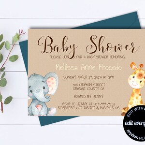 Kraft Baby Shower Invitation Template Gender Neutral Baby Shower Template Instant Download Baby Shower Invite Baby Boy or Baby Girl