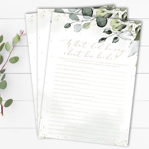 What Did He Say About His Bride Bridal Shower Games Printable What Did The Groom Say About His Bride Template Editable What Groom Say Game