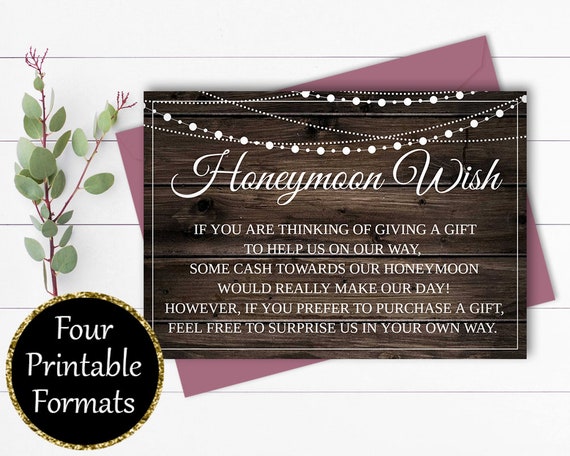 Honeymoon Wish Card Wedding Wishing Well Wedding