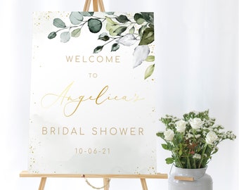 Editable Bridal Shower Welcome Sign Template Greenery Bridal Shower Welcome Sign Gold Bridal Welcome Sign Printable Bridal Shower Sign