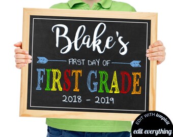 Boys First Day of School First Grade Sign First Day of First Grade Sign First Day of School Sign Back to School Sign 1st Day of School Sign