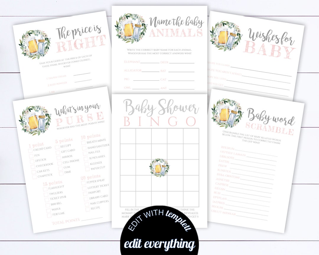 Baby is Brewing Baby Shower Games Printable Baby Shower Games Package