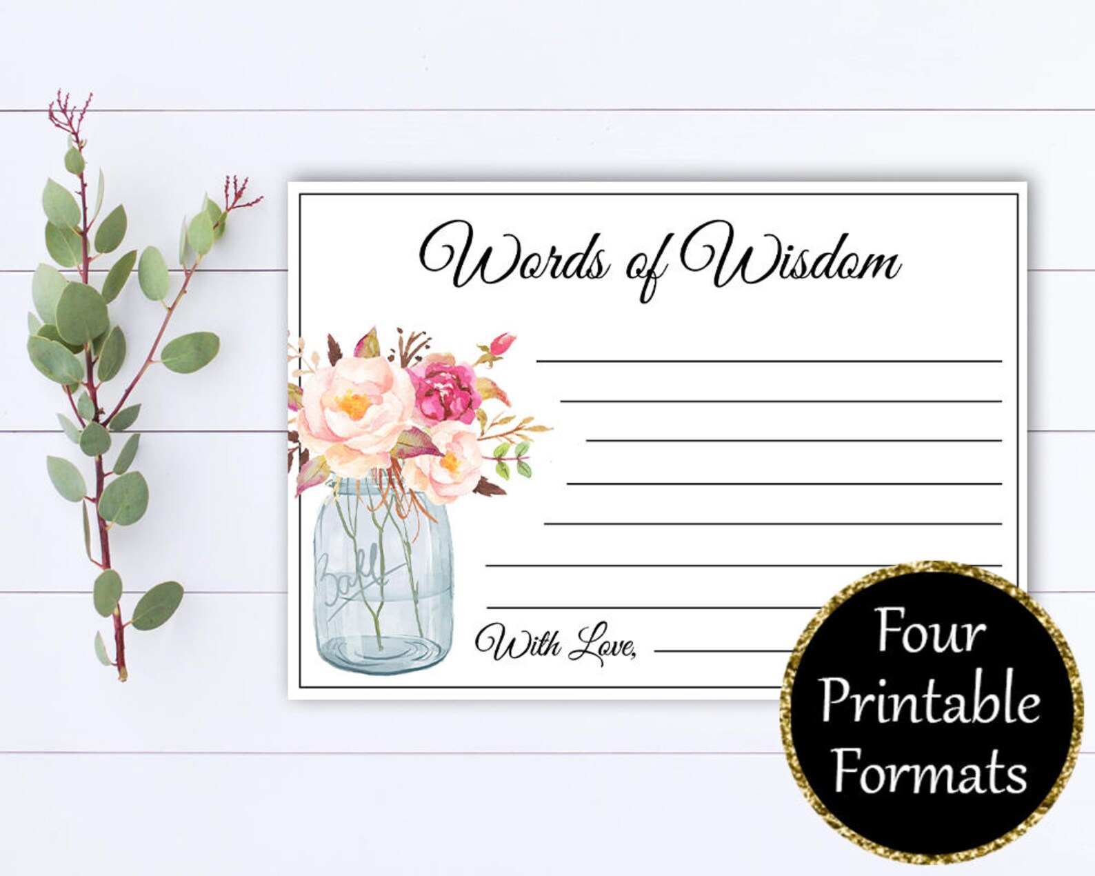 Words of Wisdom Bridal Shower Cards Words of Wisdom Cards Etsy