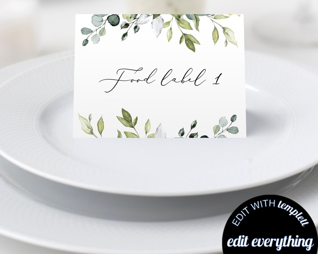 Eucalyptus Food Labels Greenery Food Table Tents Eucalyptus Food Tent
